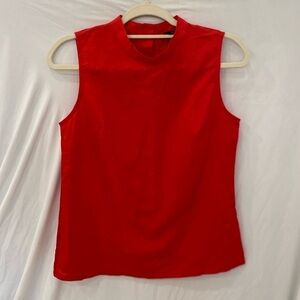 Banana Republic Red linen cotton mock sleeveless tank blouse NWT XS